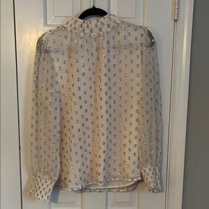 LOFT Gold Dot Sheer Blouse
